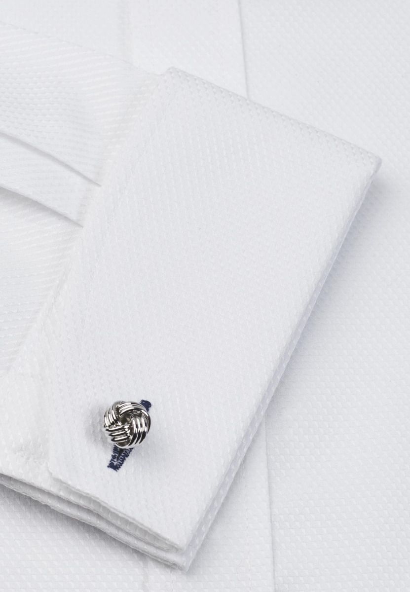 Double Cuff Cutaway Collar Non-Iron Stretch Kensington Weave Slim Fit Shirt - White