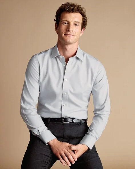 Non-Iron Mini Herringbone Classic Fit Shirt