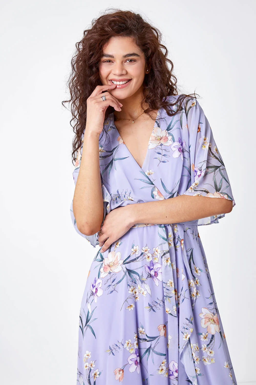 Lilac Chiffon Wrap Maxi Dress