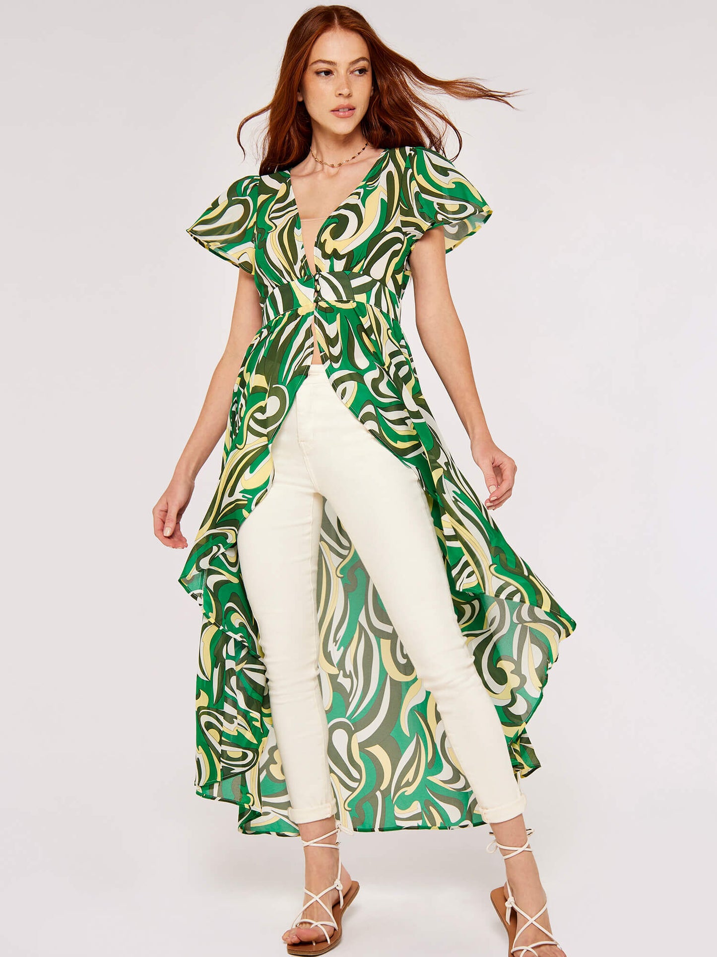 Swirl Print Chiffon Coverup