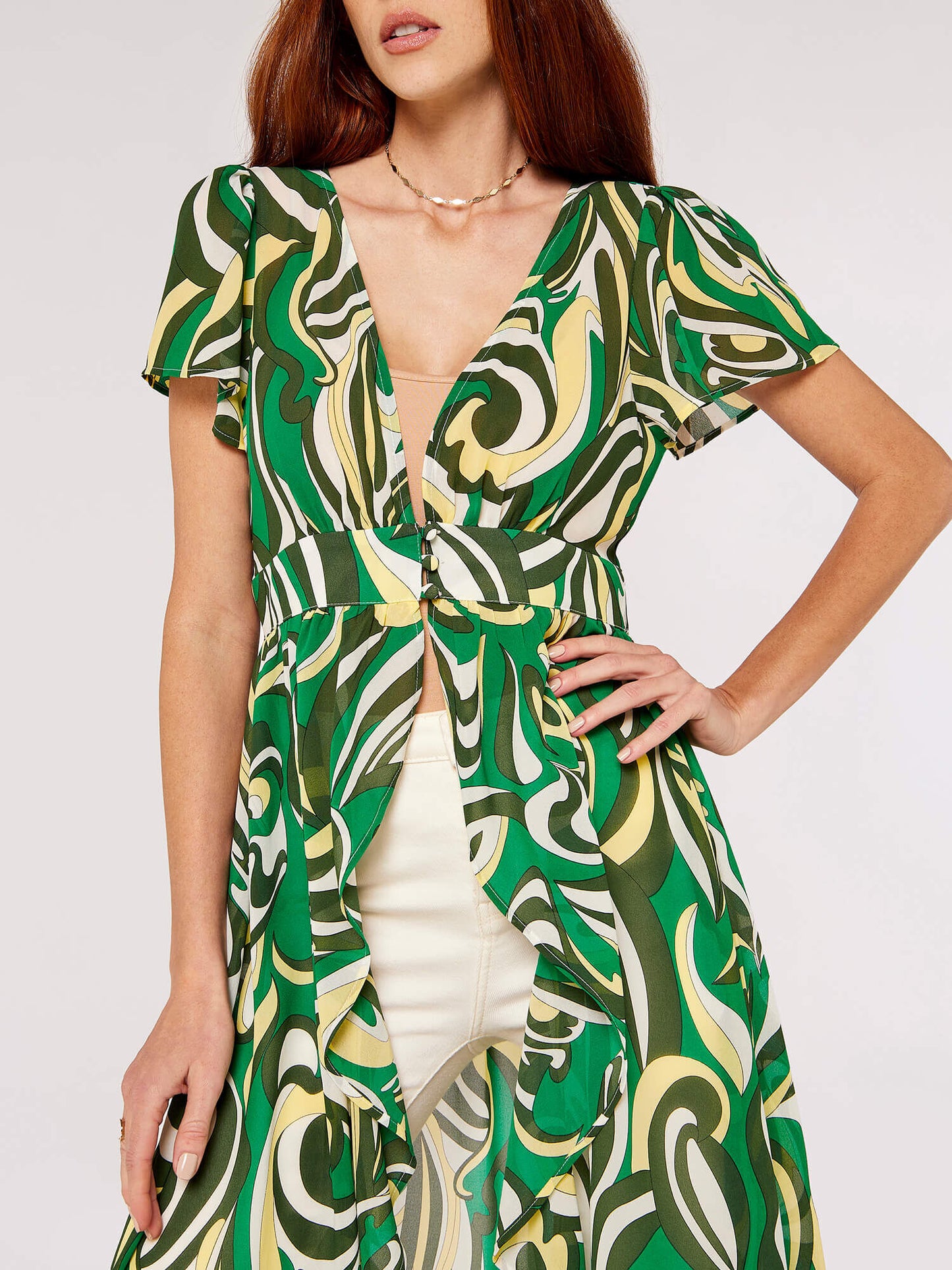 Swirl Print Chiffon Coverup