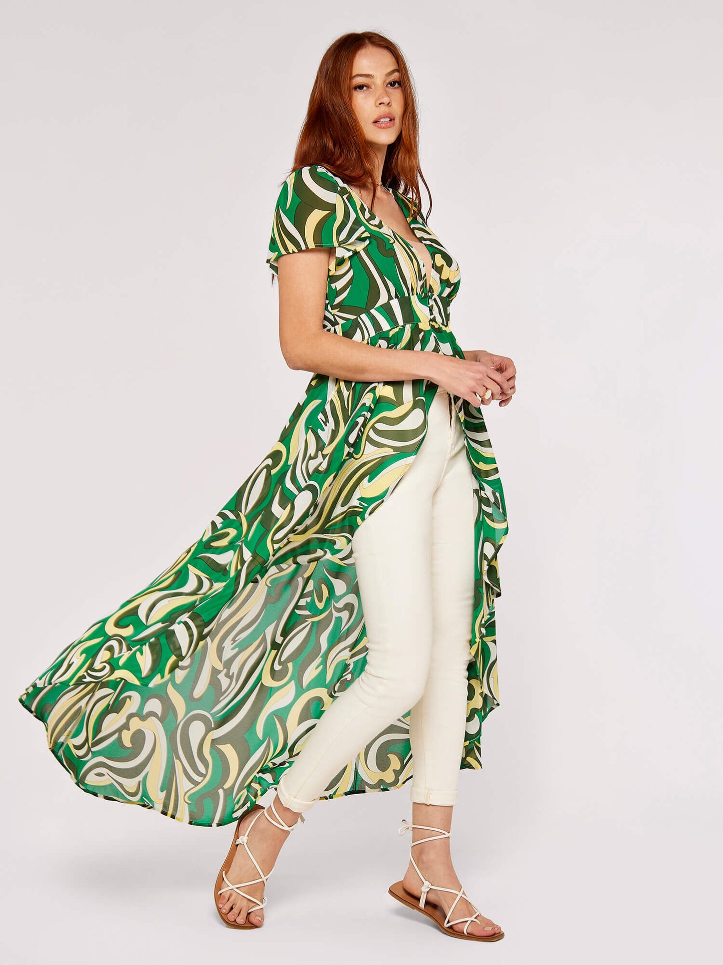 Swirl Print Chiffon Coverup