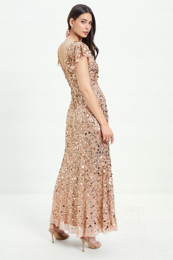 Rose Gold All Over Sequin Dress