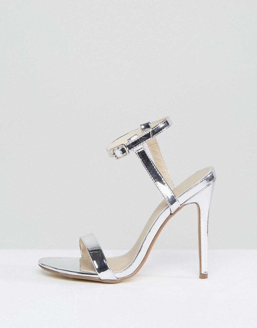 Barely There Heeled Sandals Silver Sandals