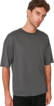 Man Oversize Basic Crew Neck Knit T-Shirt