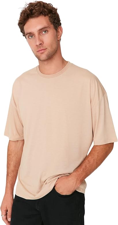 Man Oversize Basic Crew Neck Knit T-Shirt
