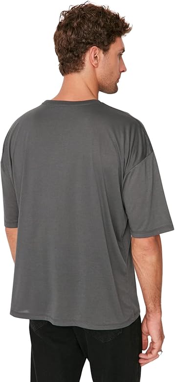 Man Oversize Basic Crew Neck Knit T-Shirt