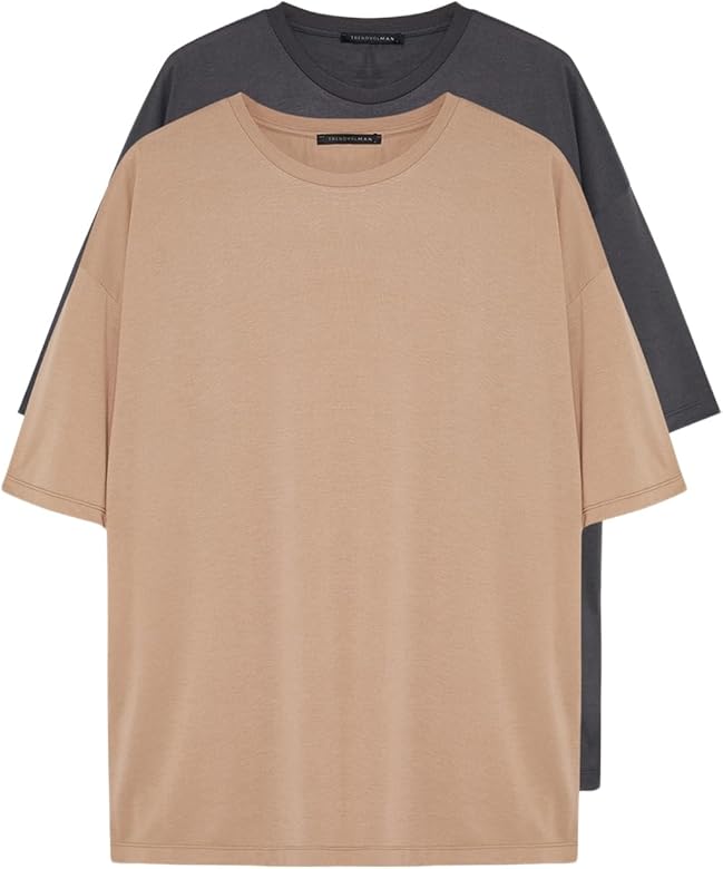 Man Oversize Basic Crew Neck Knit T-Shirt
