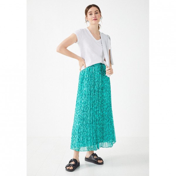 Chiffon Pleat Skirt In Abstract Animal Print
