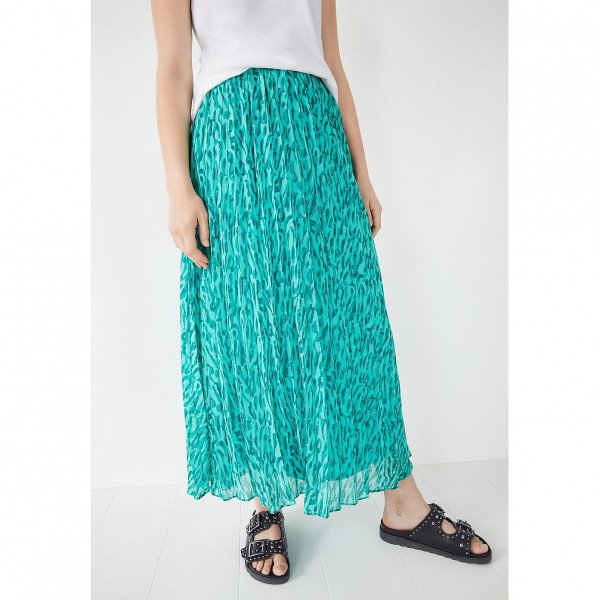 Chiffon Pleat Skirt In Abstract Animal Print