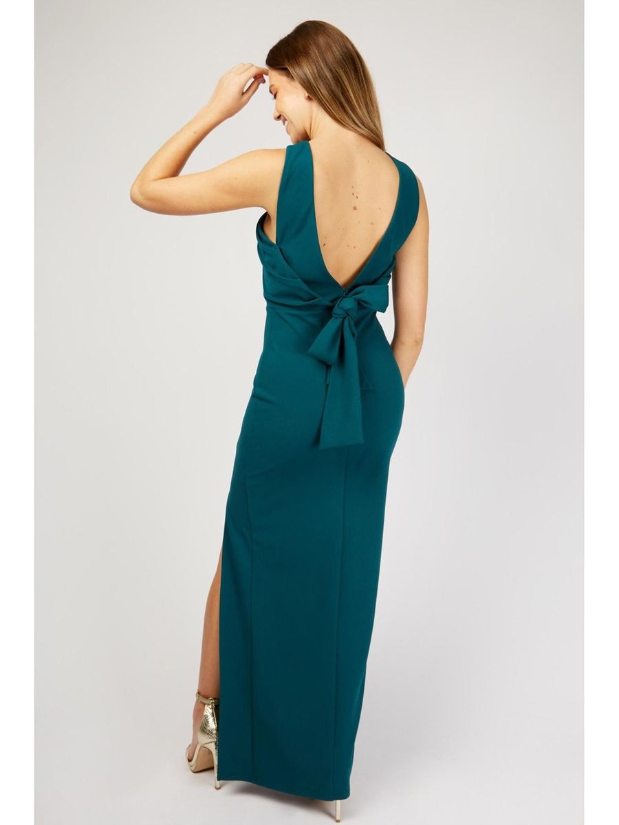 Green Crossover Bodice Maxi Bridesmaid Dress