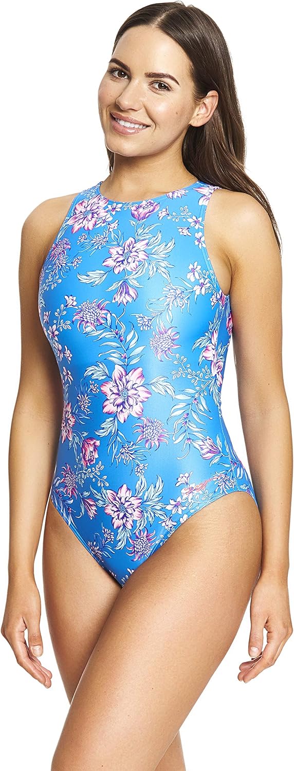 Women's Hi Front, High Neck Eco Fabric One Piece Swimsuit