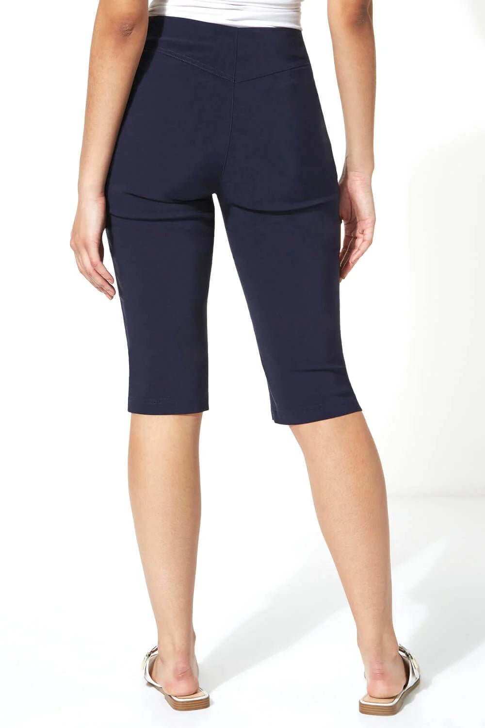 Navy Knee Length Stretch Shorts