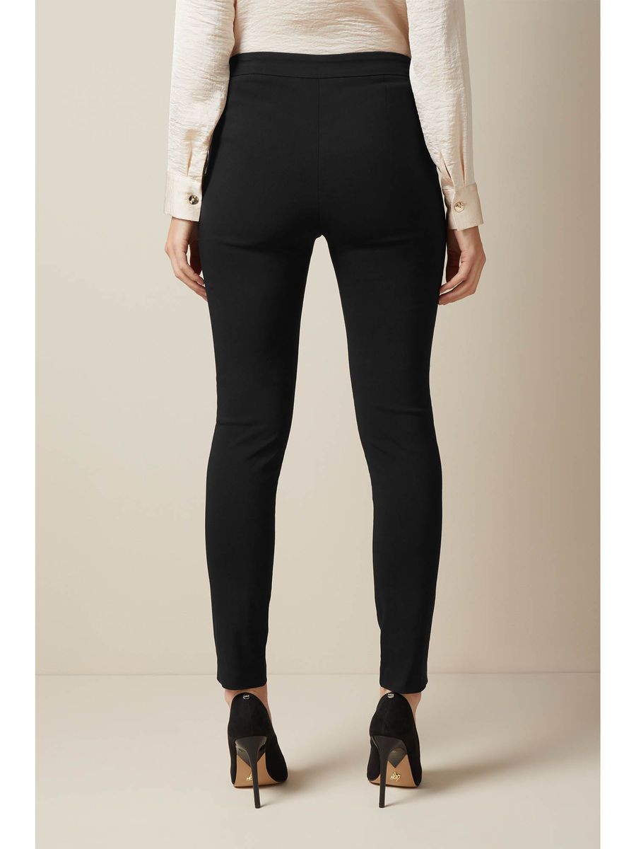 Solid Bengaline Skinny Leggings-Black