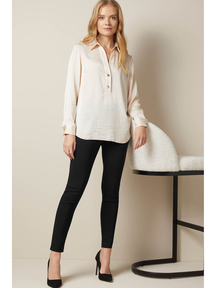 Solid Bengaline Skinny Leggings-Black