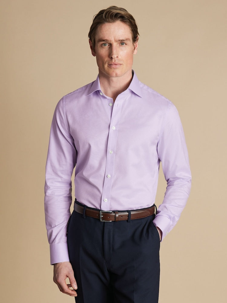 Purple Double Cuff Extra Slim fit Egyptian cotton Ascot weave Shirt