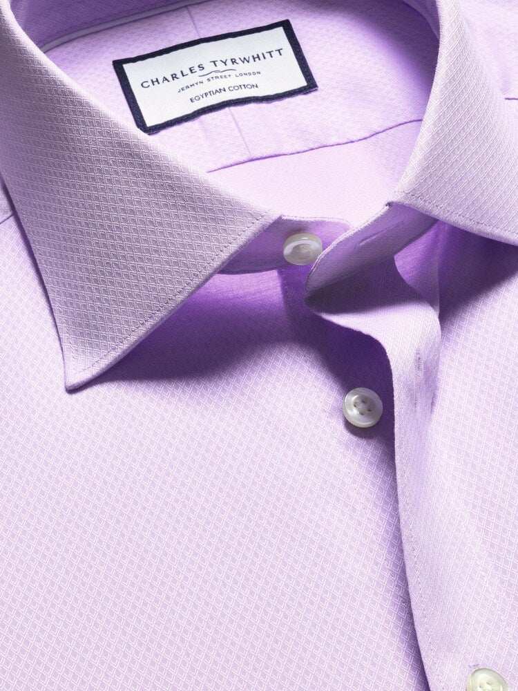 Purple Double Cuff Extra Slim fit Egyptian cotton Ascot weave Shirt