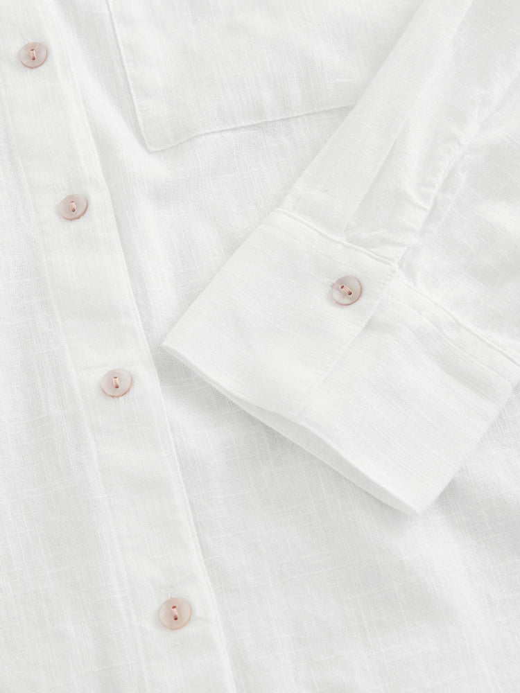 Next White Linen Long Sleeve Shirt