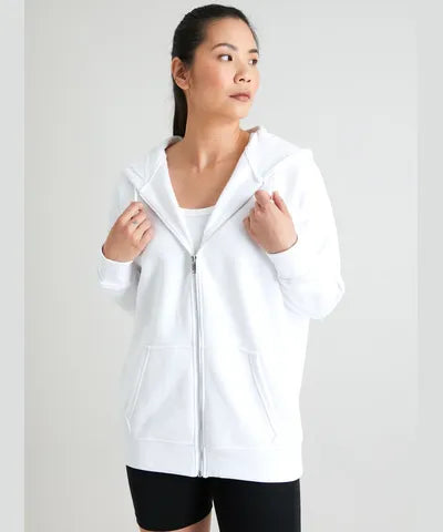 TU Woman White Oversized Zip Through Hoodie