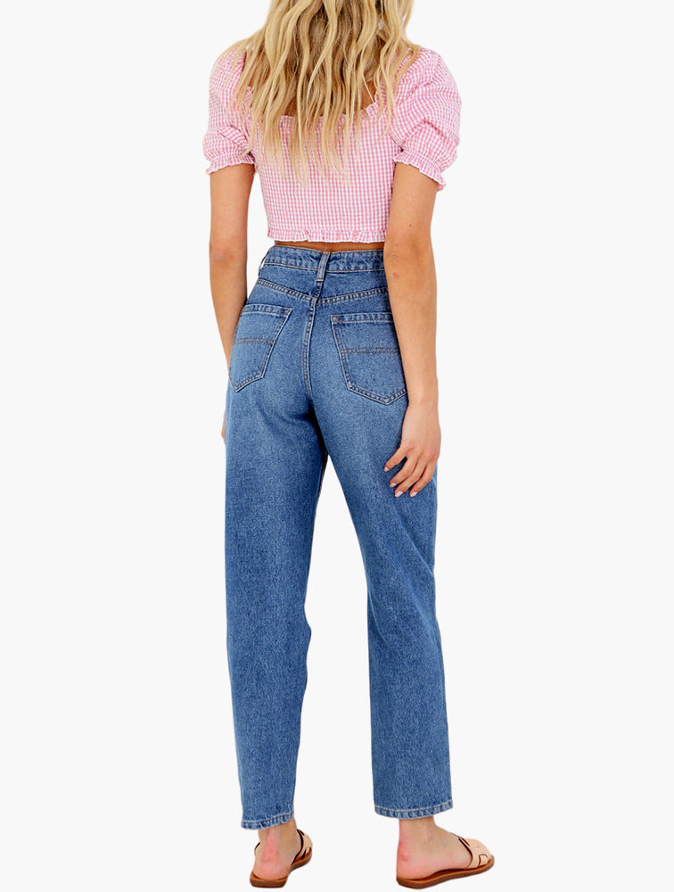 Celine Classic Fit Mom Jeans Blue Mid Wash