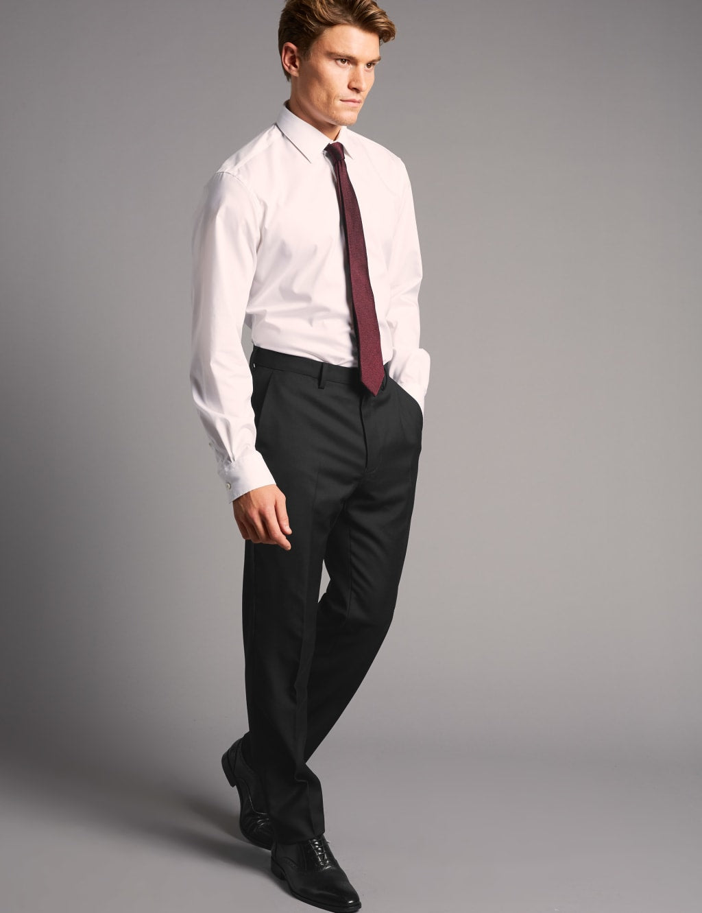Autograph Black Tailored Fit Italian Wool Trousers