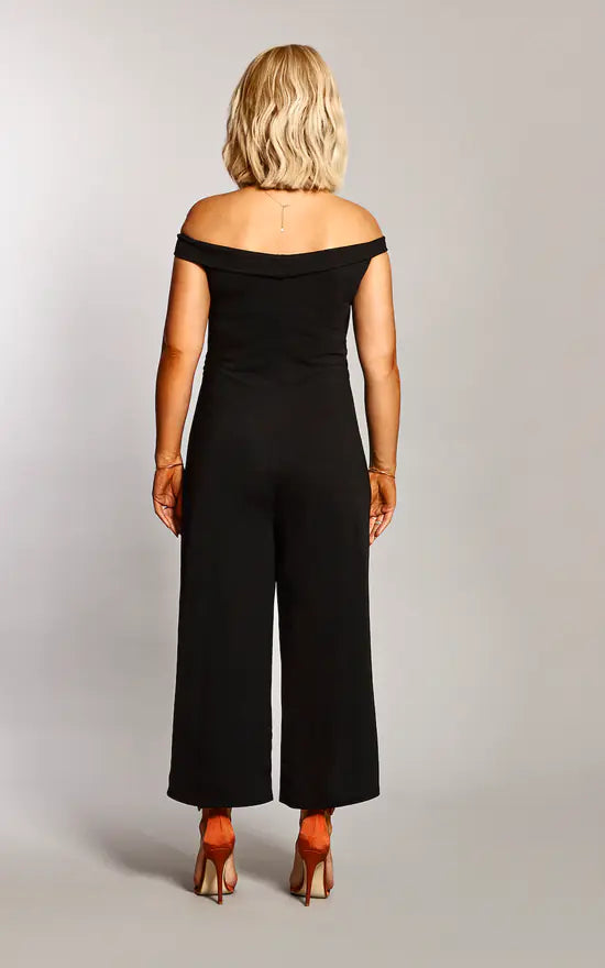 Black Bardot Maternity Twist Front Culotte Jumpsuit