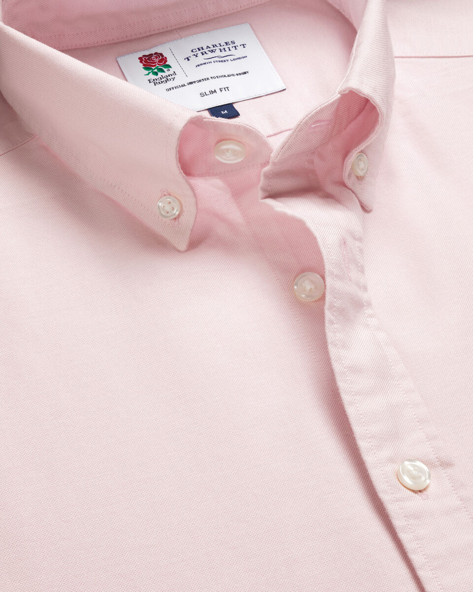 England Rugby Button-Down Washed Oxford Classic Fit Shirt - Pink