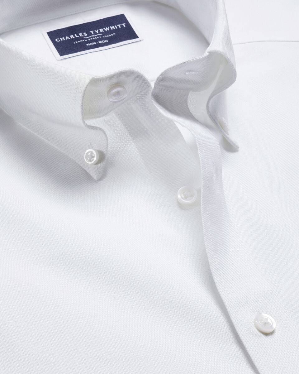 Non-Iron Oxford Stretch Slim Fit Shirt - White