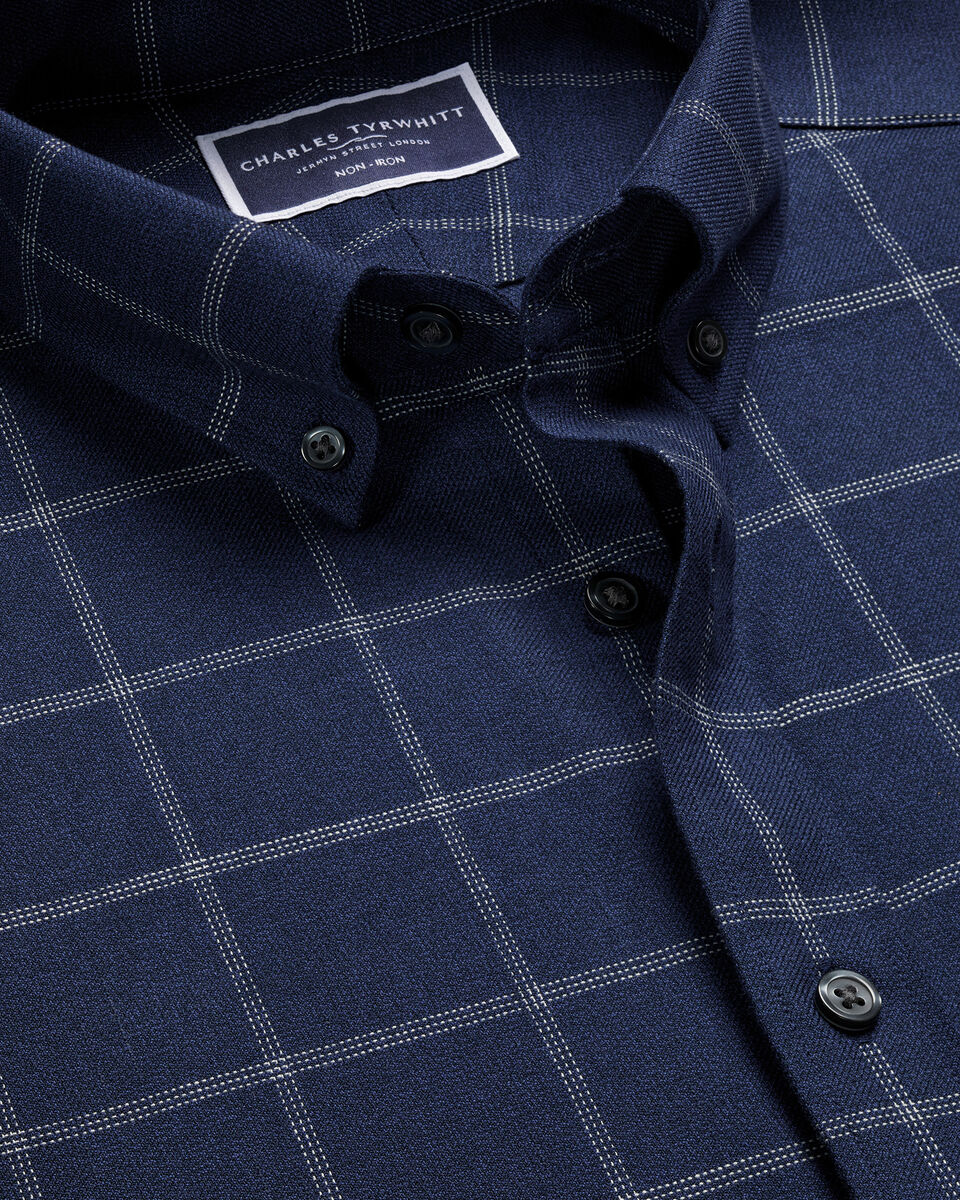 Non-Iron Twill Windowpane Check Shirt