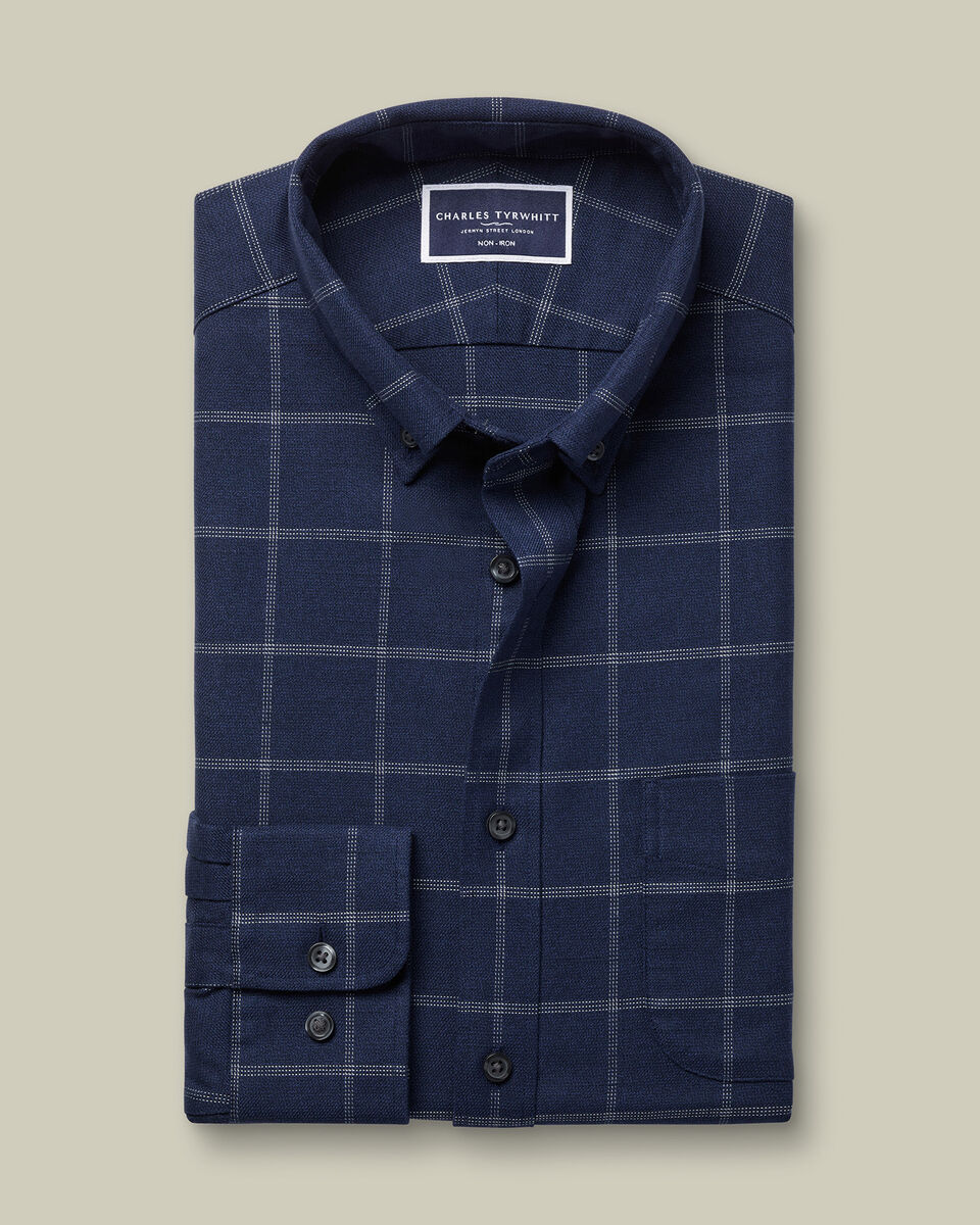 Non-Iron Twill Windowpane Check Shirt