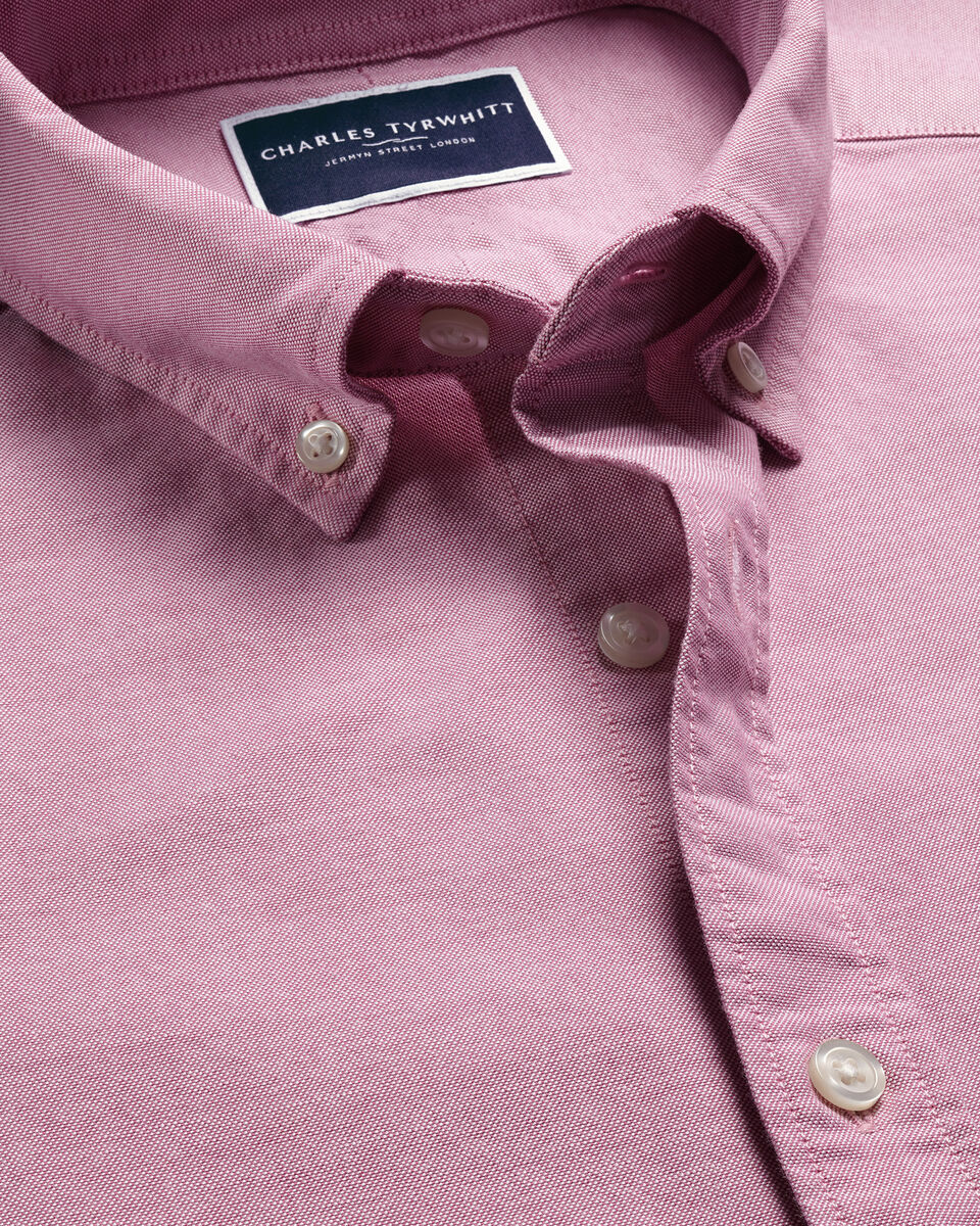 Stretch Washed Oxford Classic Fit Shirt - Dark Pink