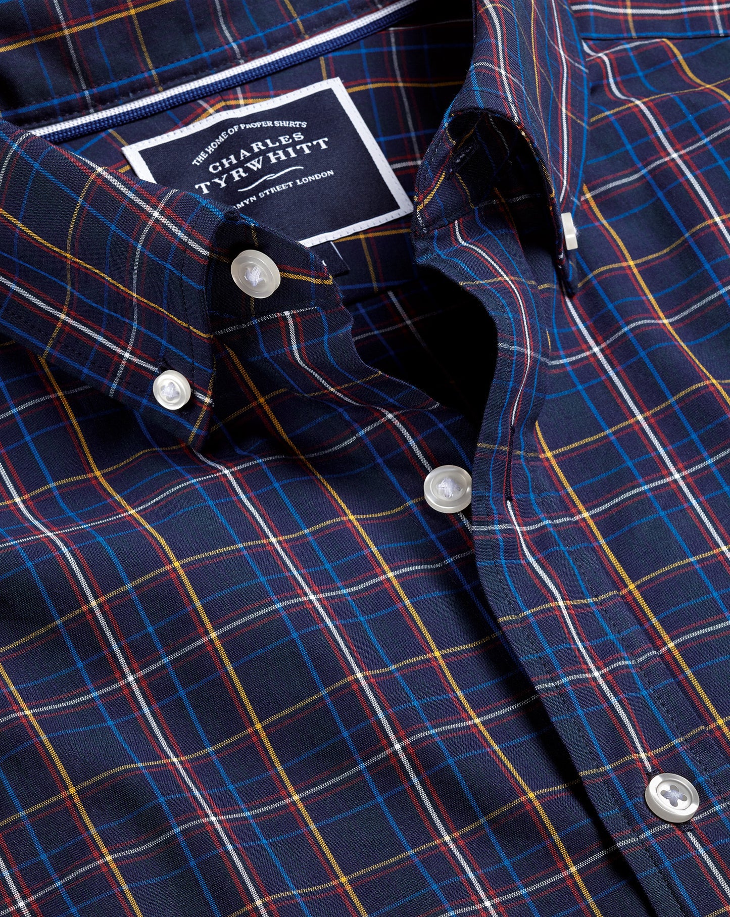 Button-Down Collar Non-Iron Stretch Poplin Check Extra Slim Fit Shirt