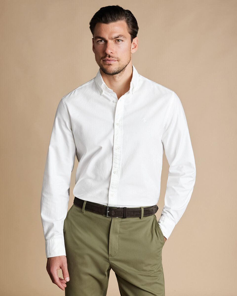Button-Down Collar Oxford Slim Fit Shirt - White