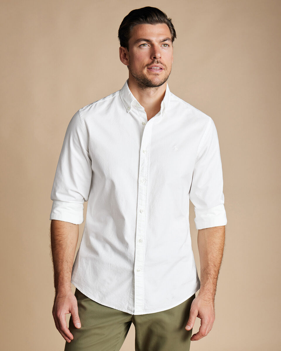 Button-Down Collar Oxford Slim Fit Shirt - White