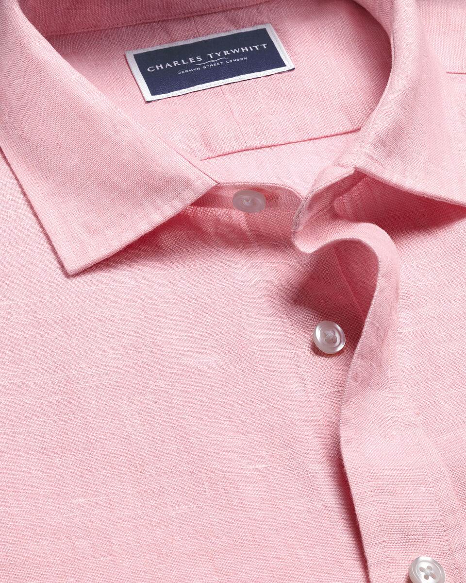 Pure Linen Slim Fit Shirt - Pink