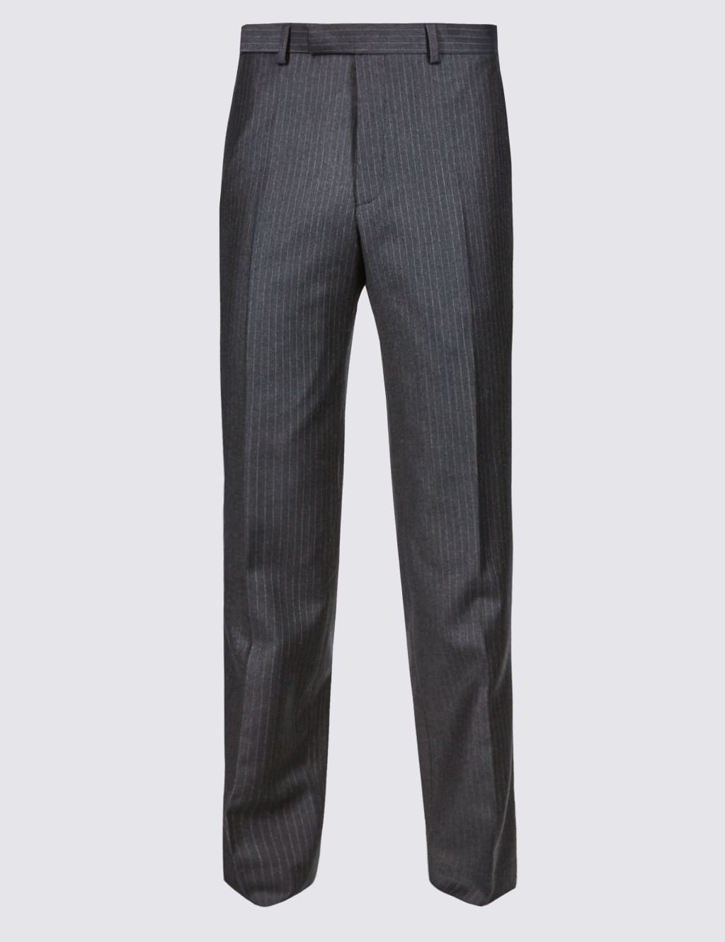 Savile Row Inspired Striped Tailored Fit Wool Trousers Dark Denim