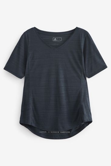 Navy Active Sports Short Sleeve V Neck Top