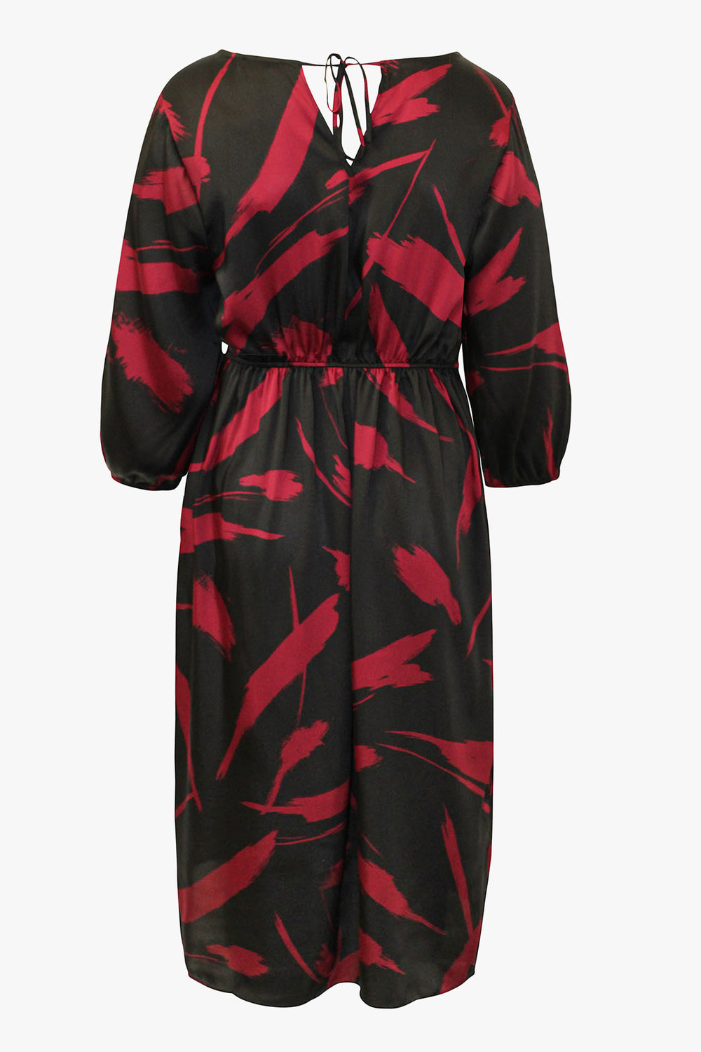 Blouson Sleeve Abstract Print Midi Dress