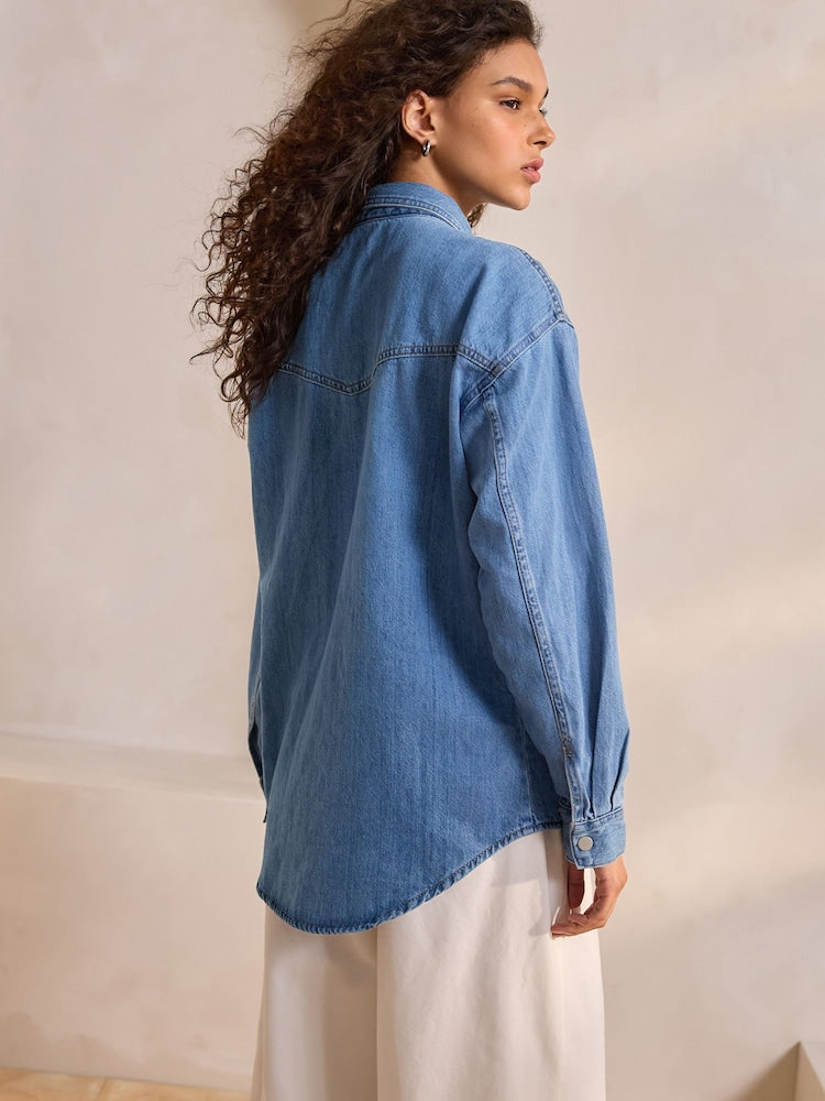 Mid Blue Oversize Denim Shirt