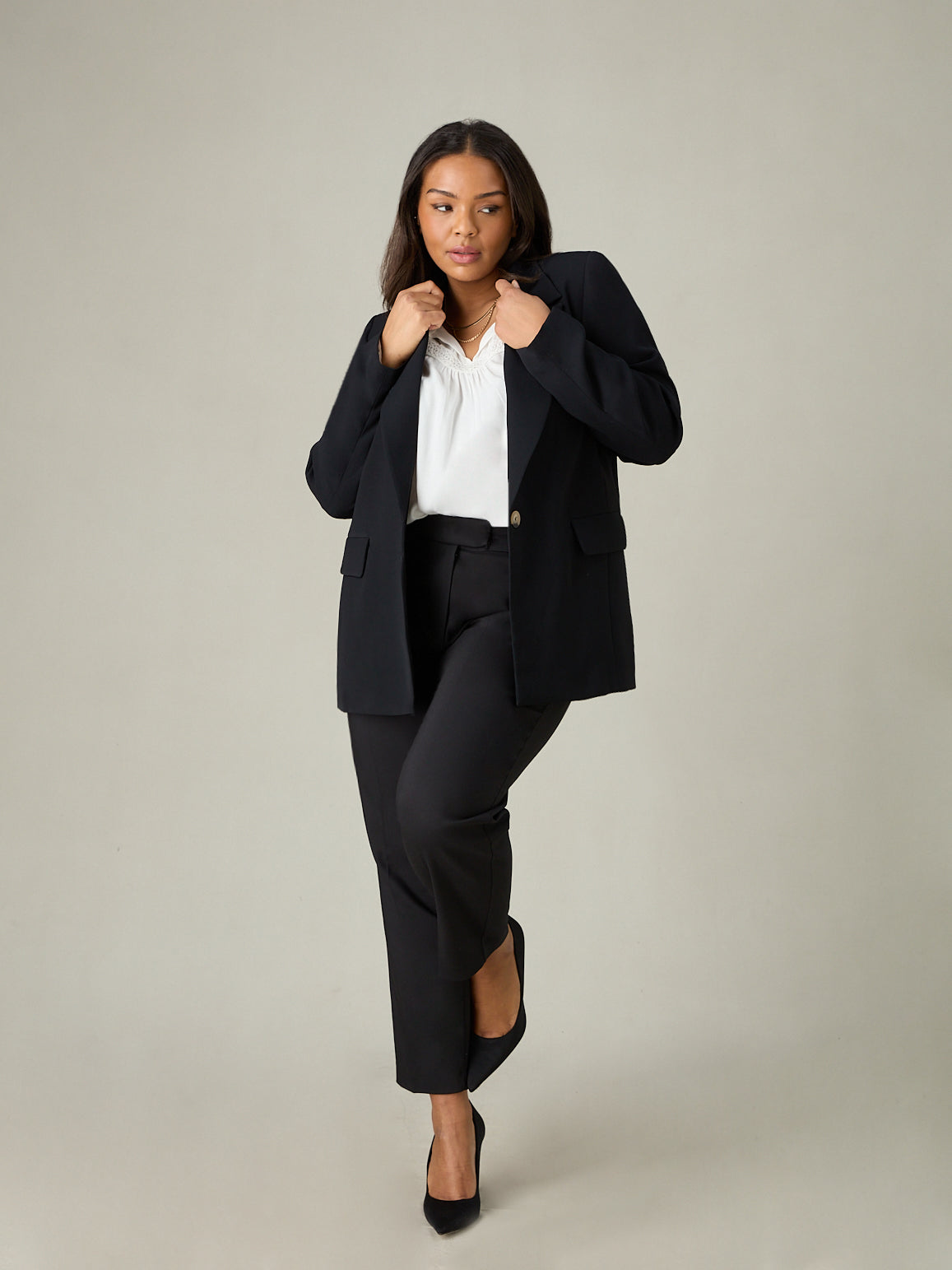 Black Tailored Button Detail Trousers