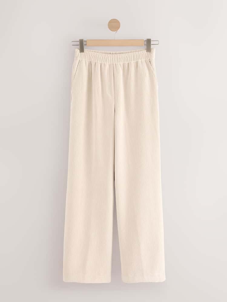 Wide Leg Soft Trousers Ecru