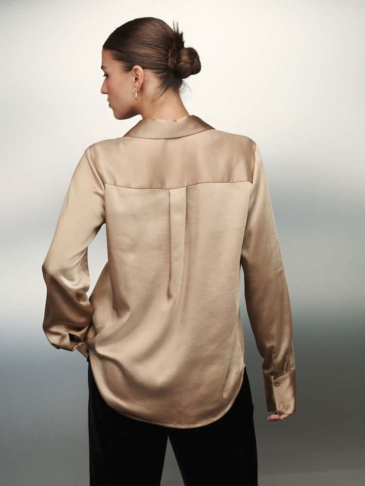 Gold Satin Long sleeve Shirt