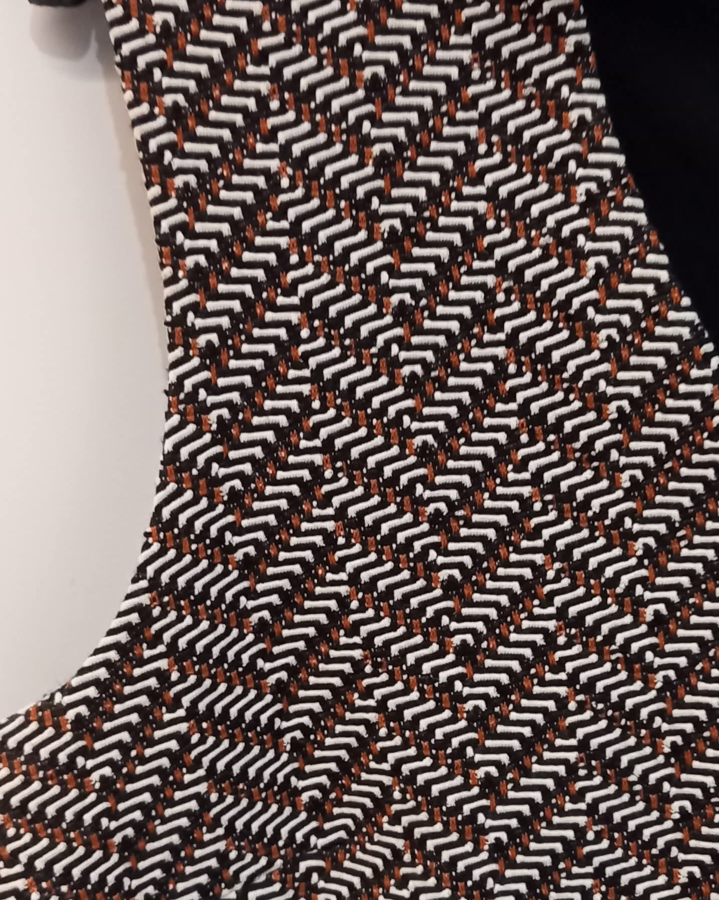 Toffee Chevron Jacquard Sleeveless V-Neck Jersey Shift Dress