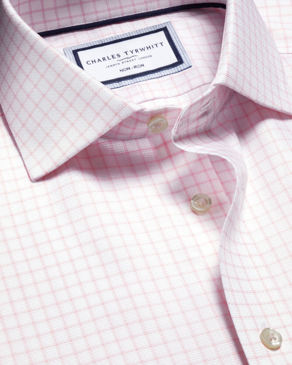 Non-Iron Westminster Weave Check Classic Fit Shirt - Pink