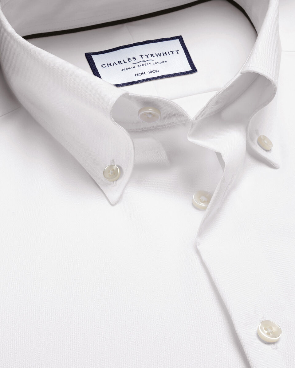 Button-Down Collar Non-Iron Oxford Slim Fit Shirt - White
