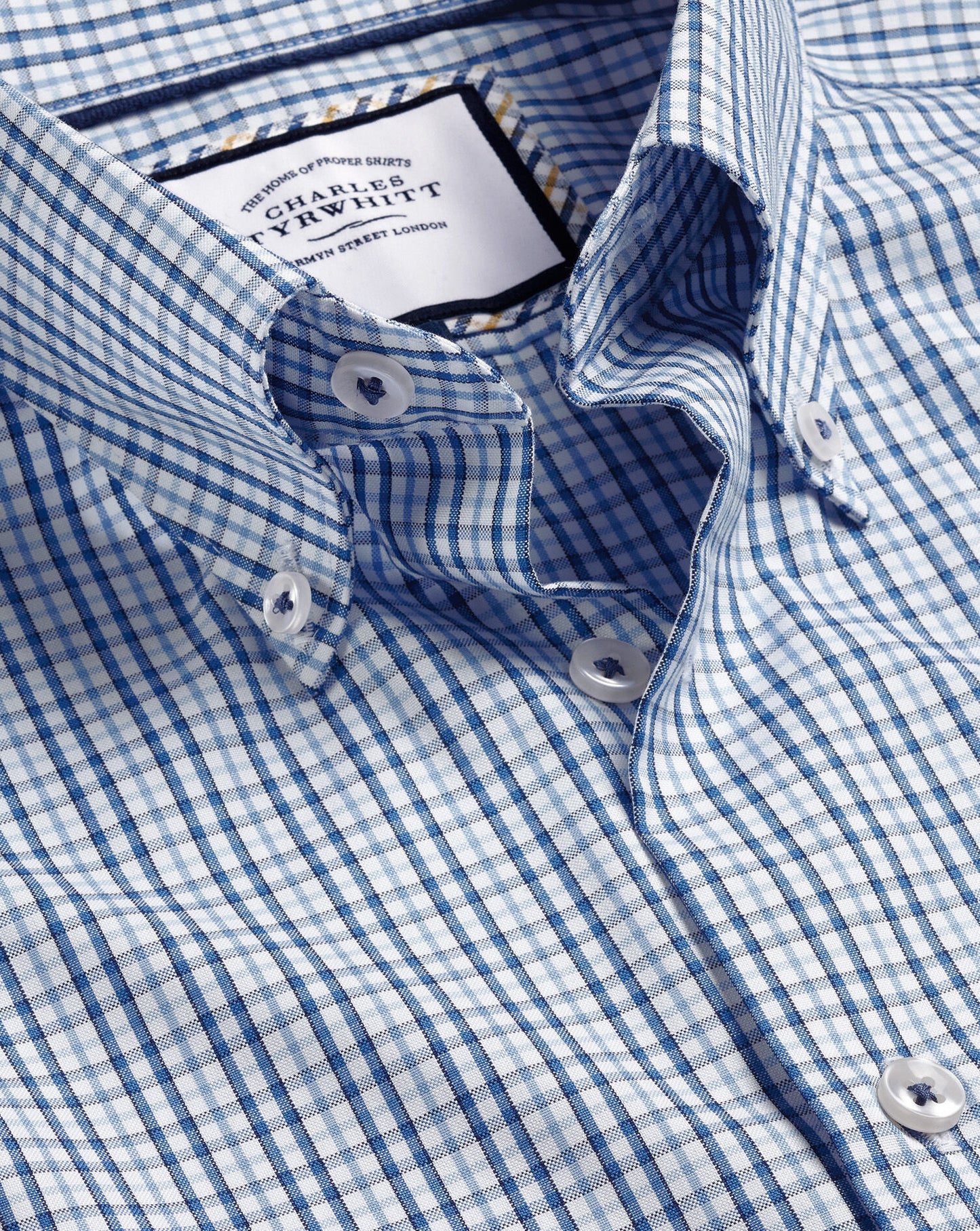 Button-Down Collar Oxford Check Extra Slim Fit Shirt Blue