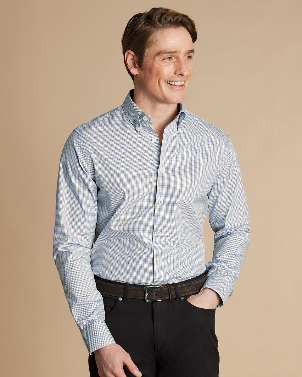 Button Down Non-Iron Oxford Check Classic Fit Black