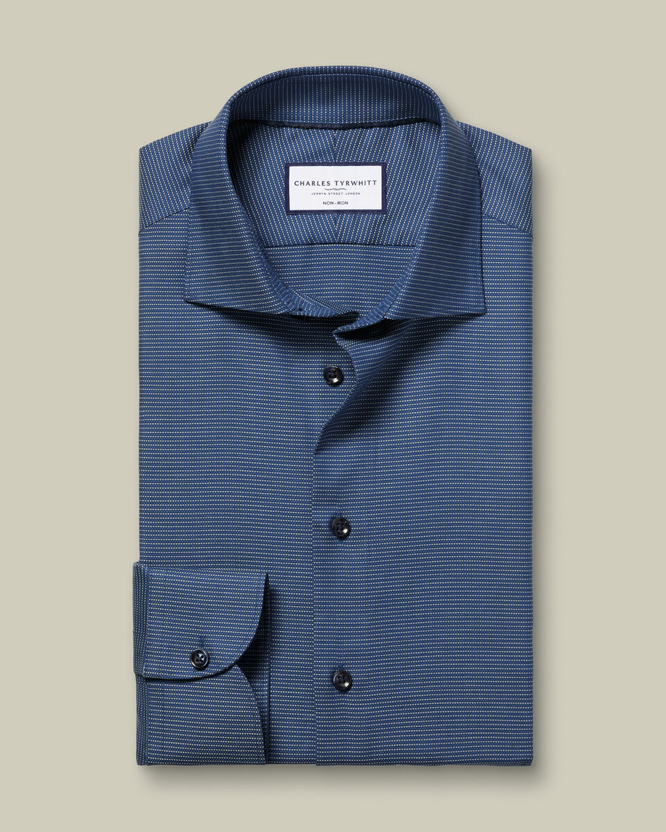 Non-Iron Stretch Circle Texture Shirt - Royal Blue