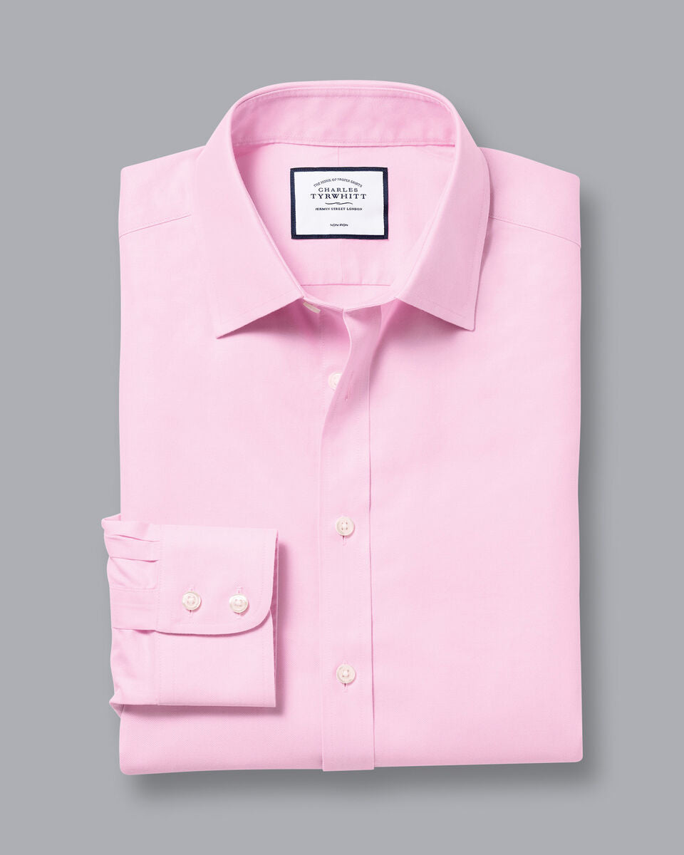 Slim Fit Non-Iron Twill Shirt Pink