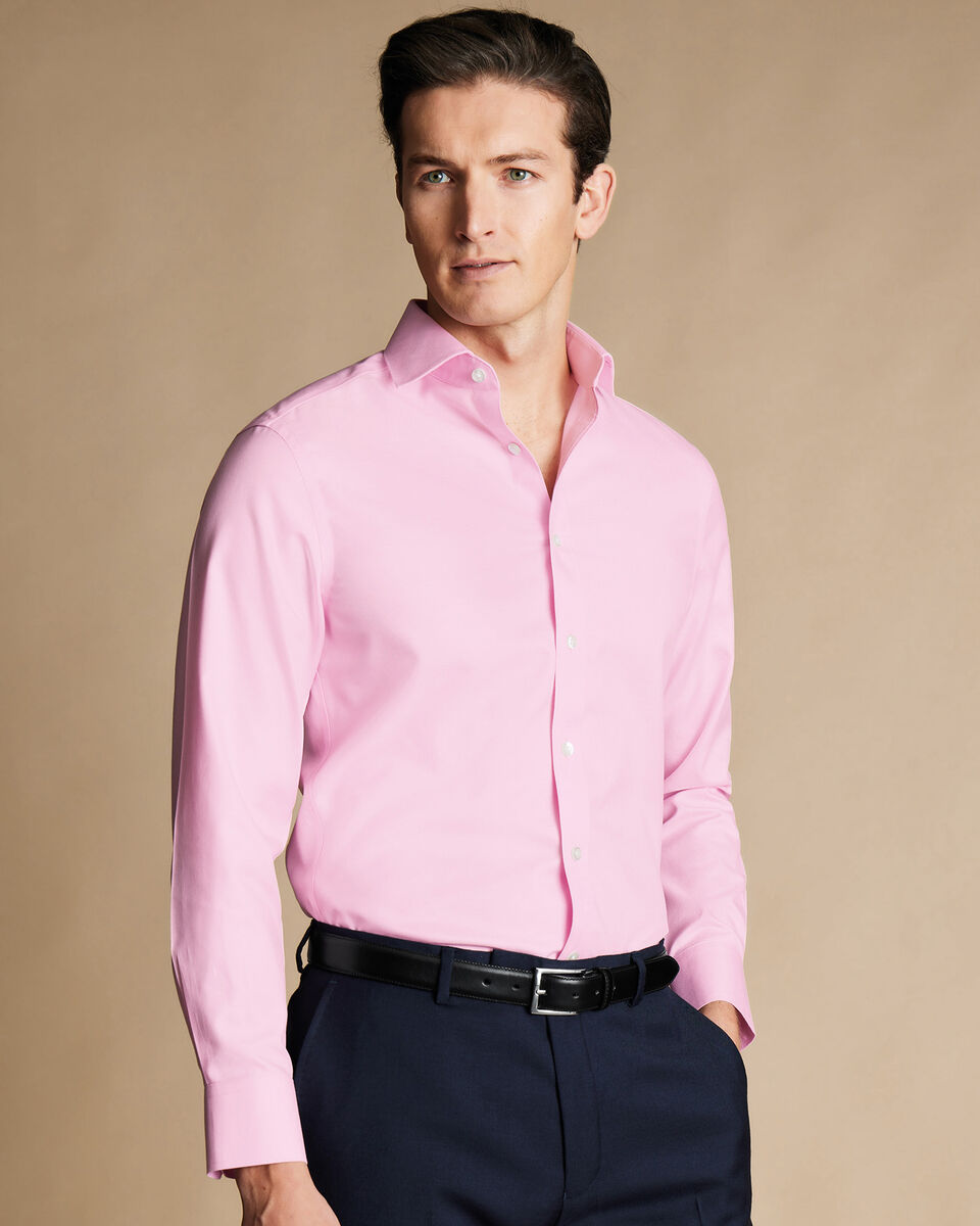 Slim Fit Non-Iron Twill Shirt Pink